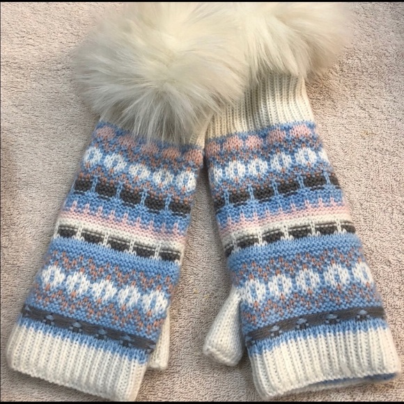 Free People Fingerless Knit Faux Fur Long Gloves - Picture 5 of 6